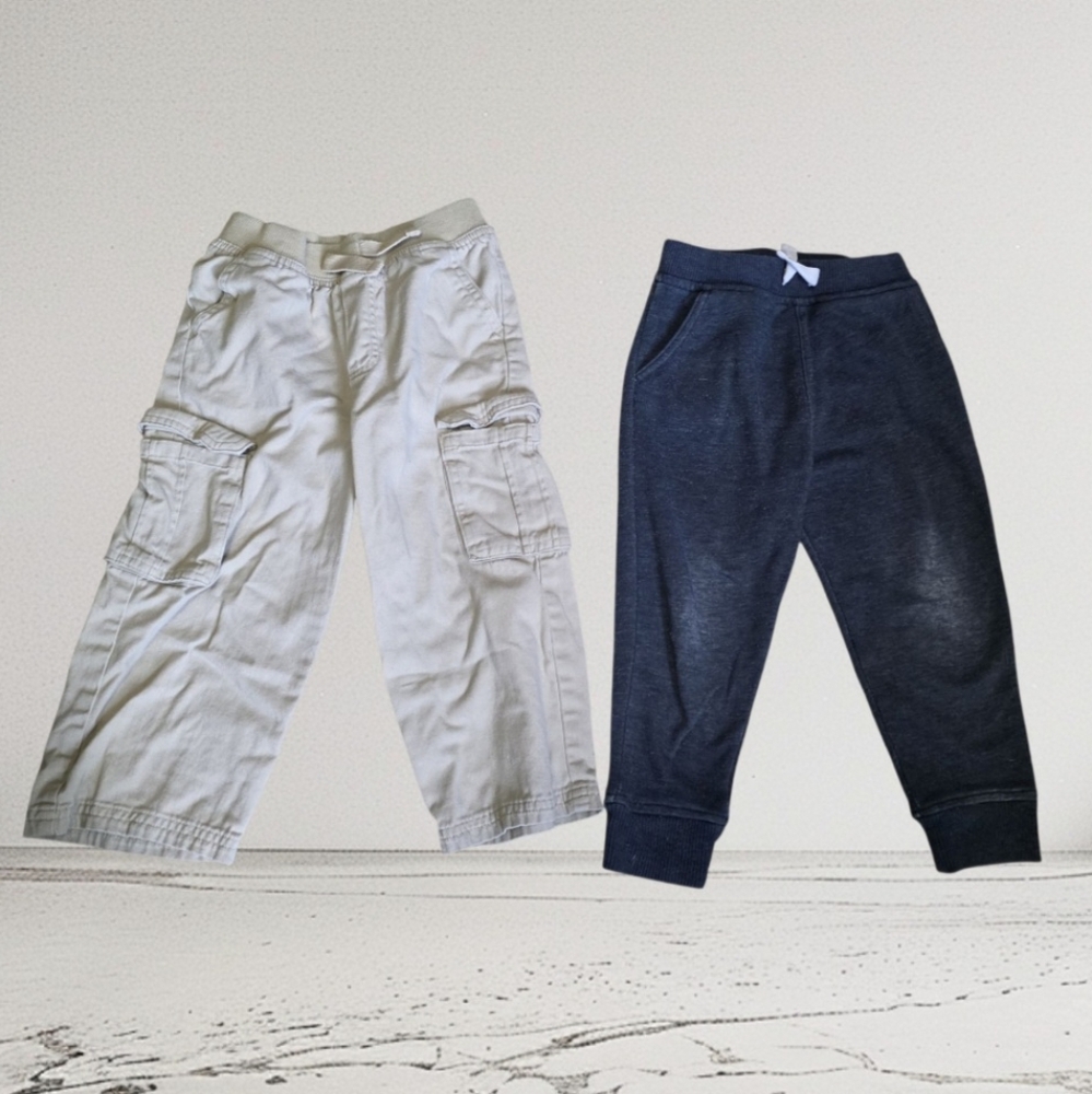 👖 Garanimals Cream Cargo and Blue Jogger Pants Sz 3T